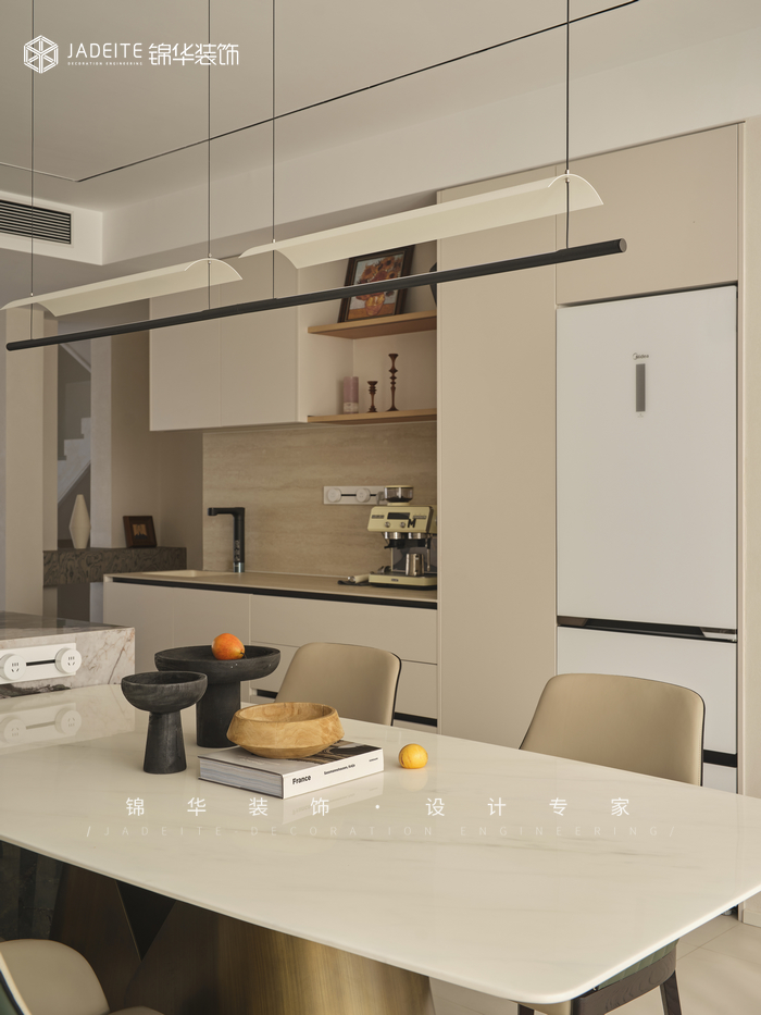 奶油極簡-熙龍山苑-復式-300㎡裝修-躍層復式-極簡