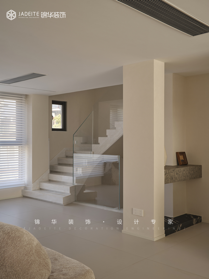 奶油極簡-熙龍山苑-復式-300㎡裝修-躍層復式-極簡