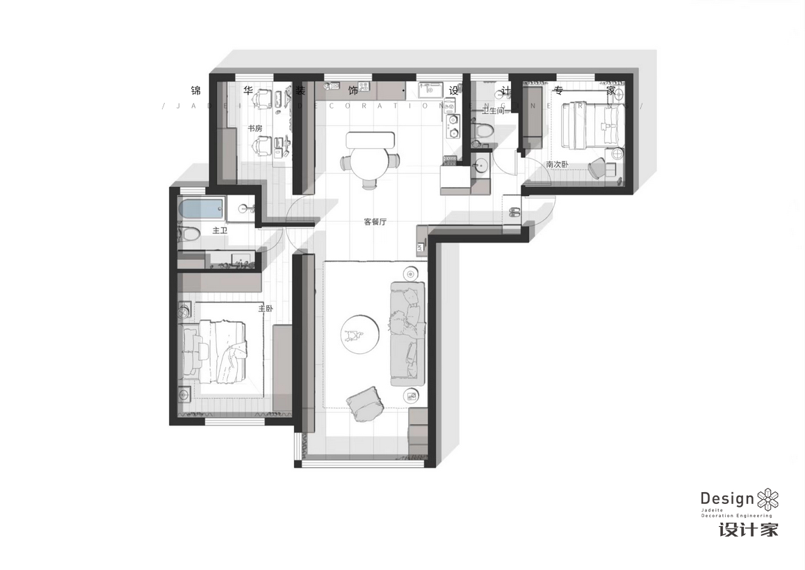现代意式-仁恒江湾城竹苑-两室两厅-120m?装修-两室两厅-现代简约
