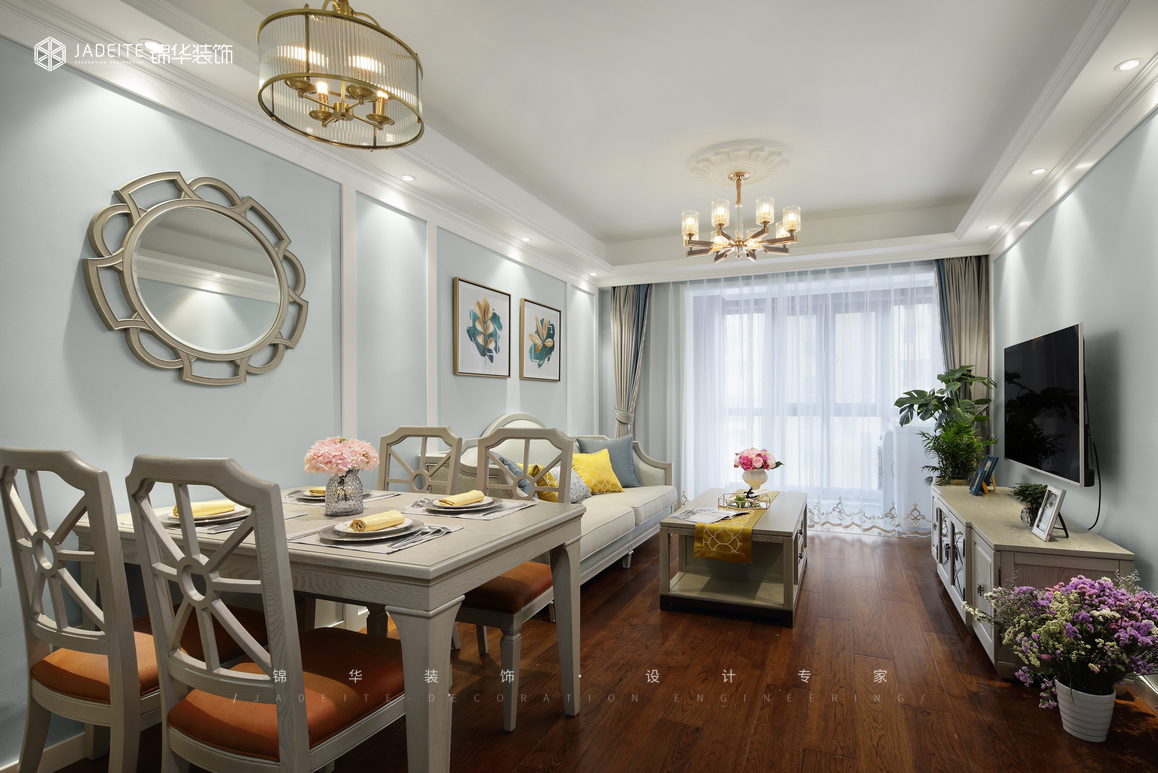 美式輕奢-世貿(mào)榮里-三室一廳-89㎡裝修-三室一廳-美式田園