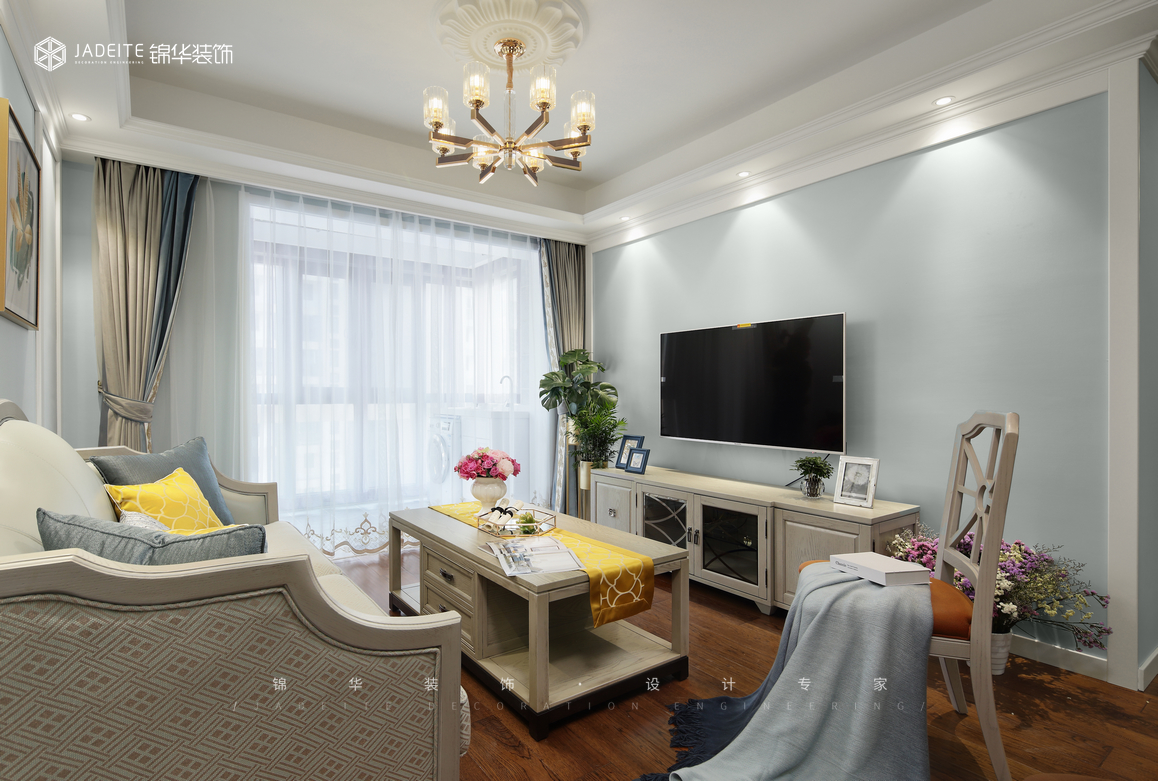 美式輕奢-世貿(mào)榮里-三室一廳-89㎡裝修-三室一廳-美式田園