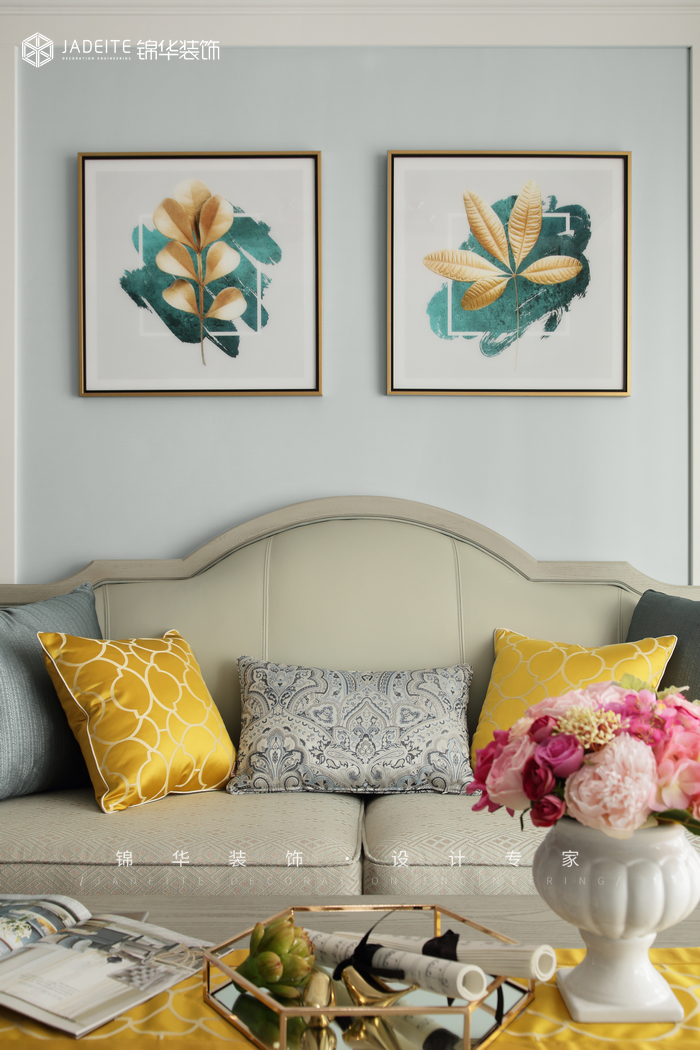 美式輕奢-世貿(mào)榮里-三室一廳-89㎡裝修-三室一廳-美式田園