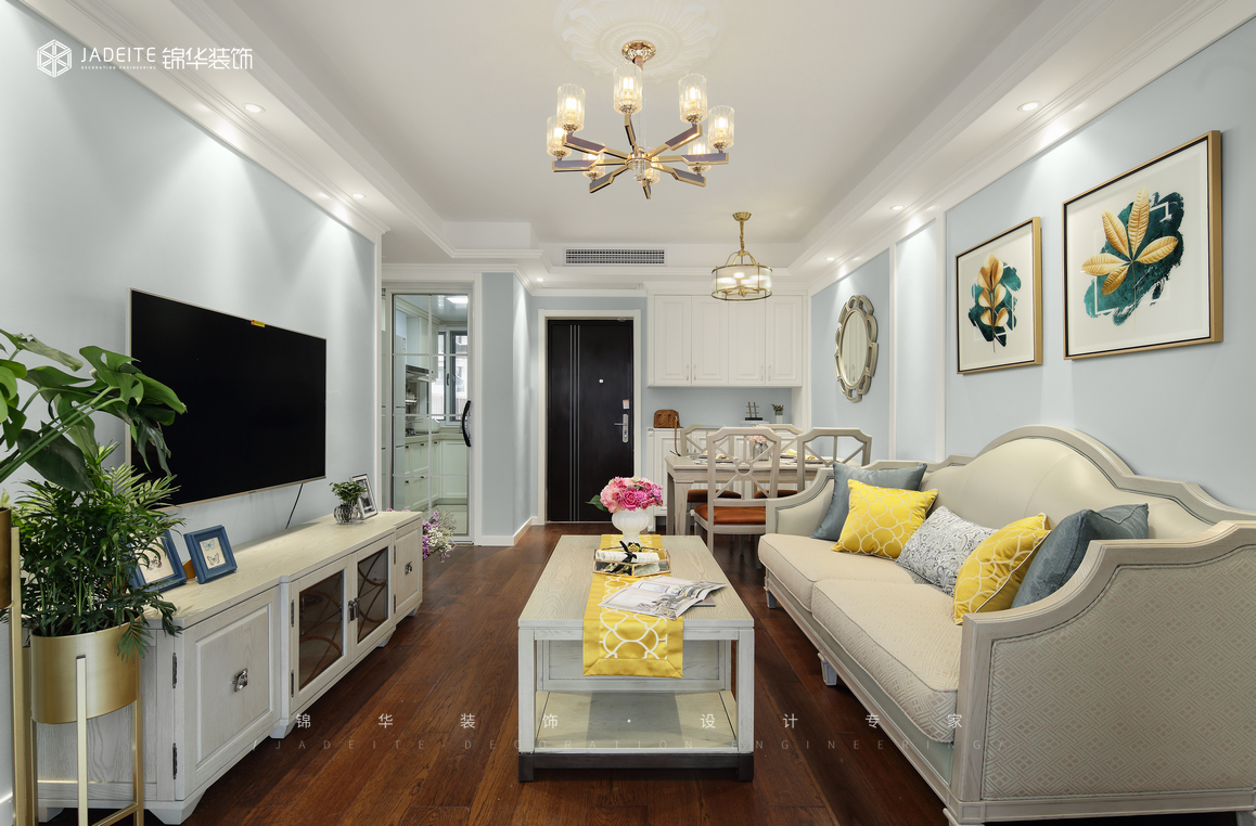 美式輕奢-世貿(mào)榮里-三室一廳-89㎡裝修-三室一廳-美式田園