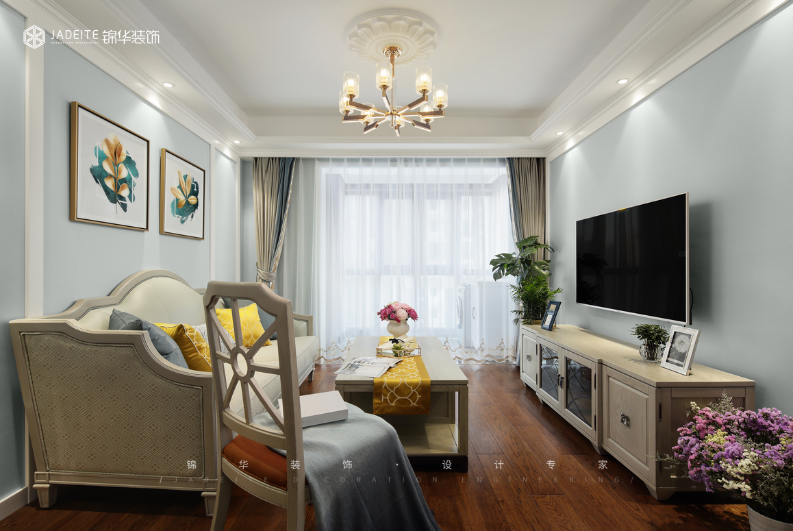 美式輕奢-世貿(mào)榮里-三室一廳-89㎡裝修-三室一廳-美式田園