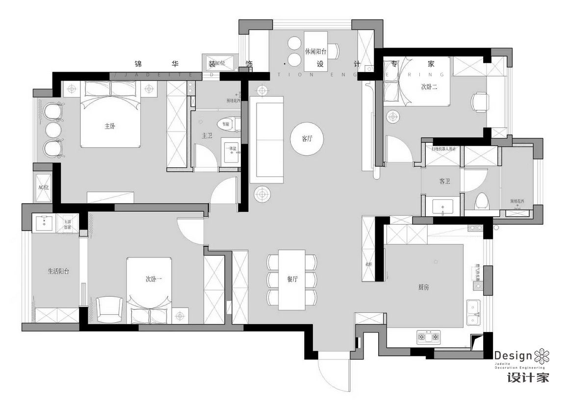 現(xiàn)代簡約-紫藝華府-三室兩廳-130㎡裝修-三室兩廳-現(xiàn)代簡約
