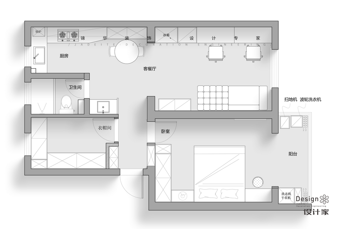 现代简约-石门坎-两室一厅-70㎡装修-两室一厅-现代简约
