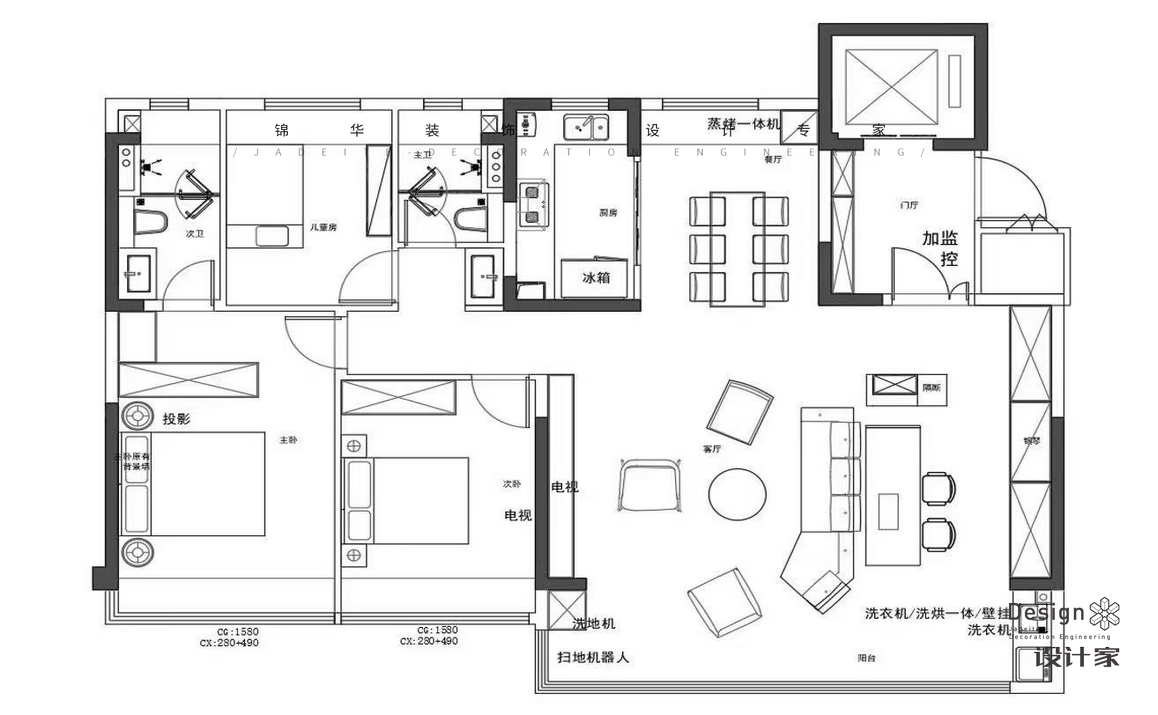 法式復古-保利閱云臺-三室兩廳-129㎡裝修-三室兩廳-中古