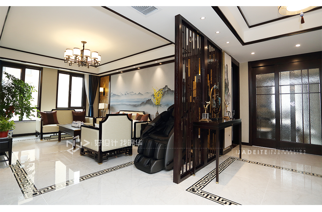 新中式 金水湾 三室两厅 140平米装修-三室两厅-新中式