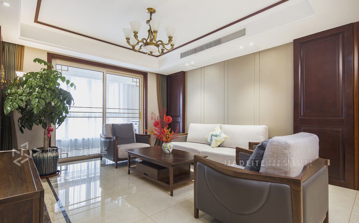 新中式-江海家园-三室两厅-150平米装修-三室两厅-新中式