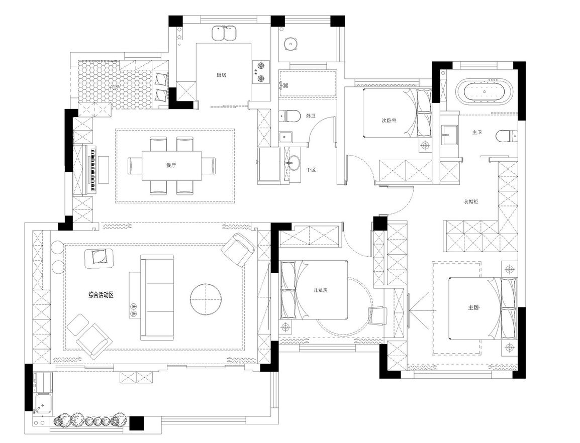 现代北欧- 150平-三室两厅-实景装修案例装修-三室两厅-北欧