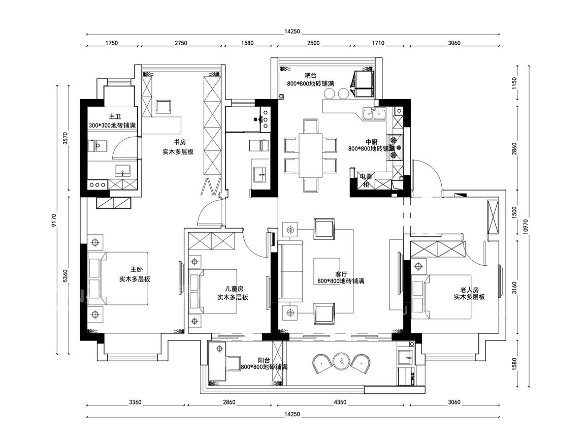 欧式古典-翡翠华府-四室两厅-144平米装修案例    
