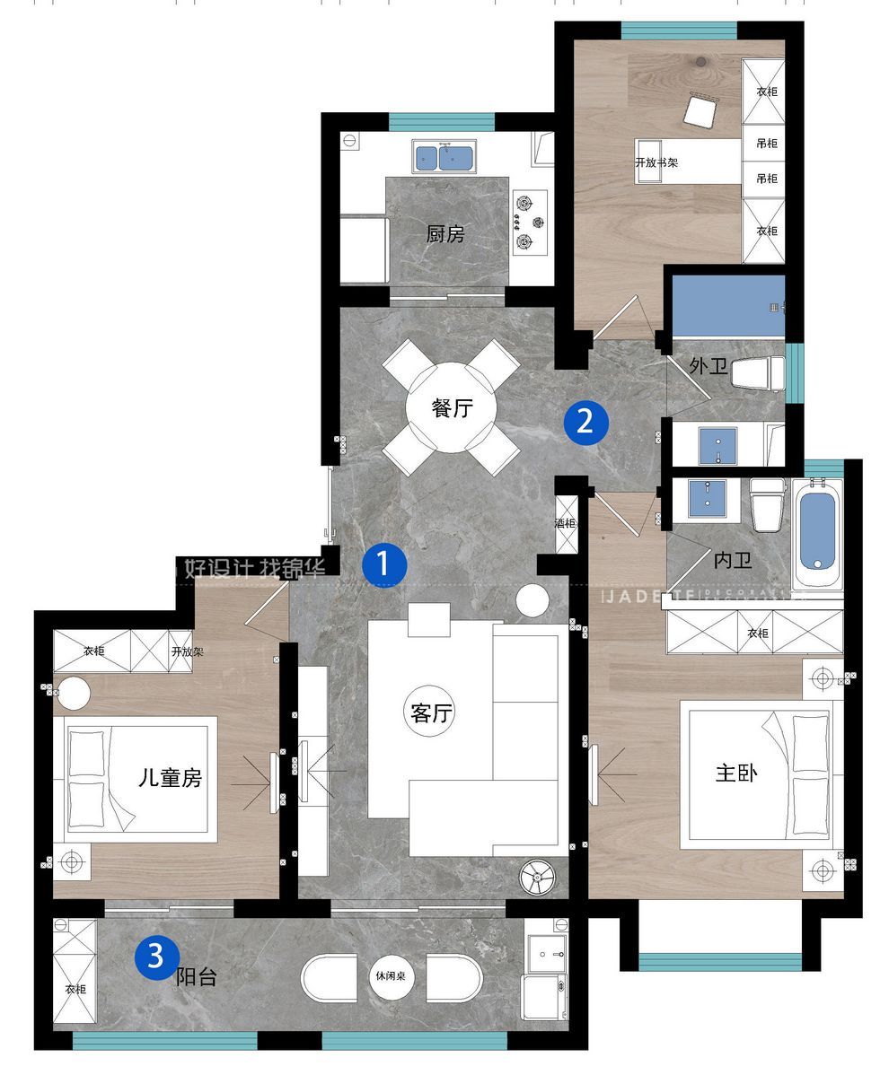 现代简约-公馆1895-115平米-三室两厅-装修案例装修-三室两厅-现代简约