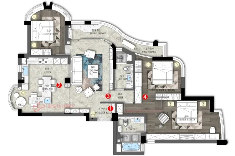 现代简约-绿城玉兰公寓160平米- 三室两厅两卫装修案例装修-三室两厅-现代简约