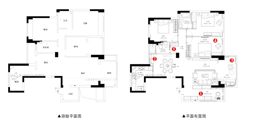 悦海名邸 三室两厅两卫 145平米 装修设计案例 