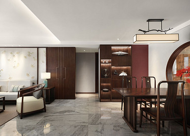 新中式风格- 城山隐 -140平米三室两厅