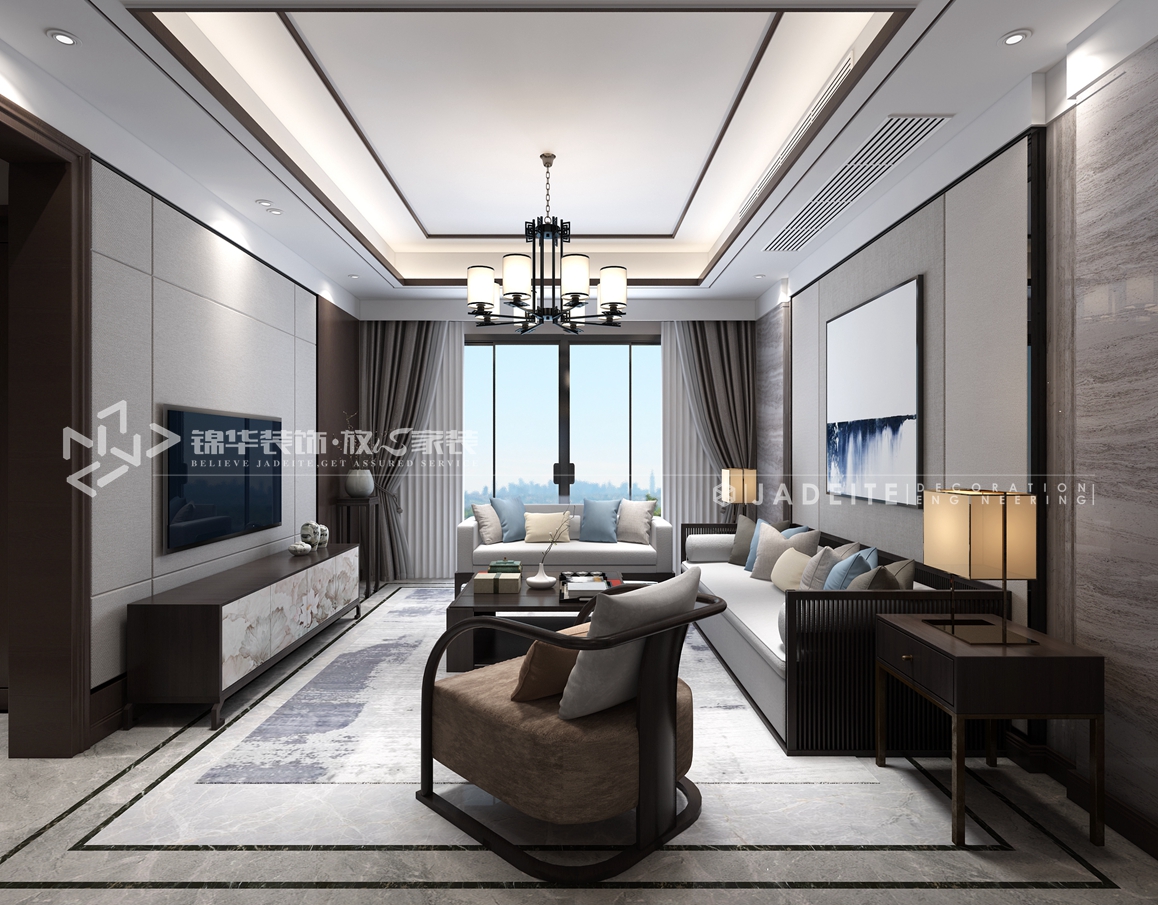 香樟湾-新中式-175㎡-三室两厅装修-三室两厅-新中式