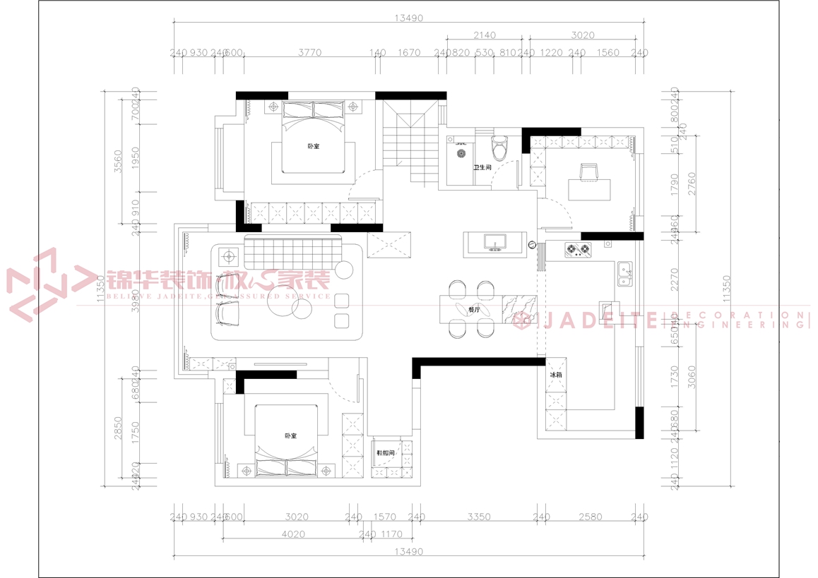 金通海棠湾-135㎡-现代简约-装修实景装修-三室两厅-现代简约