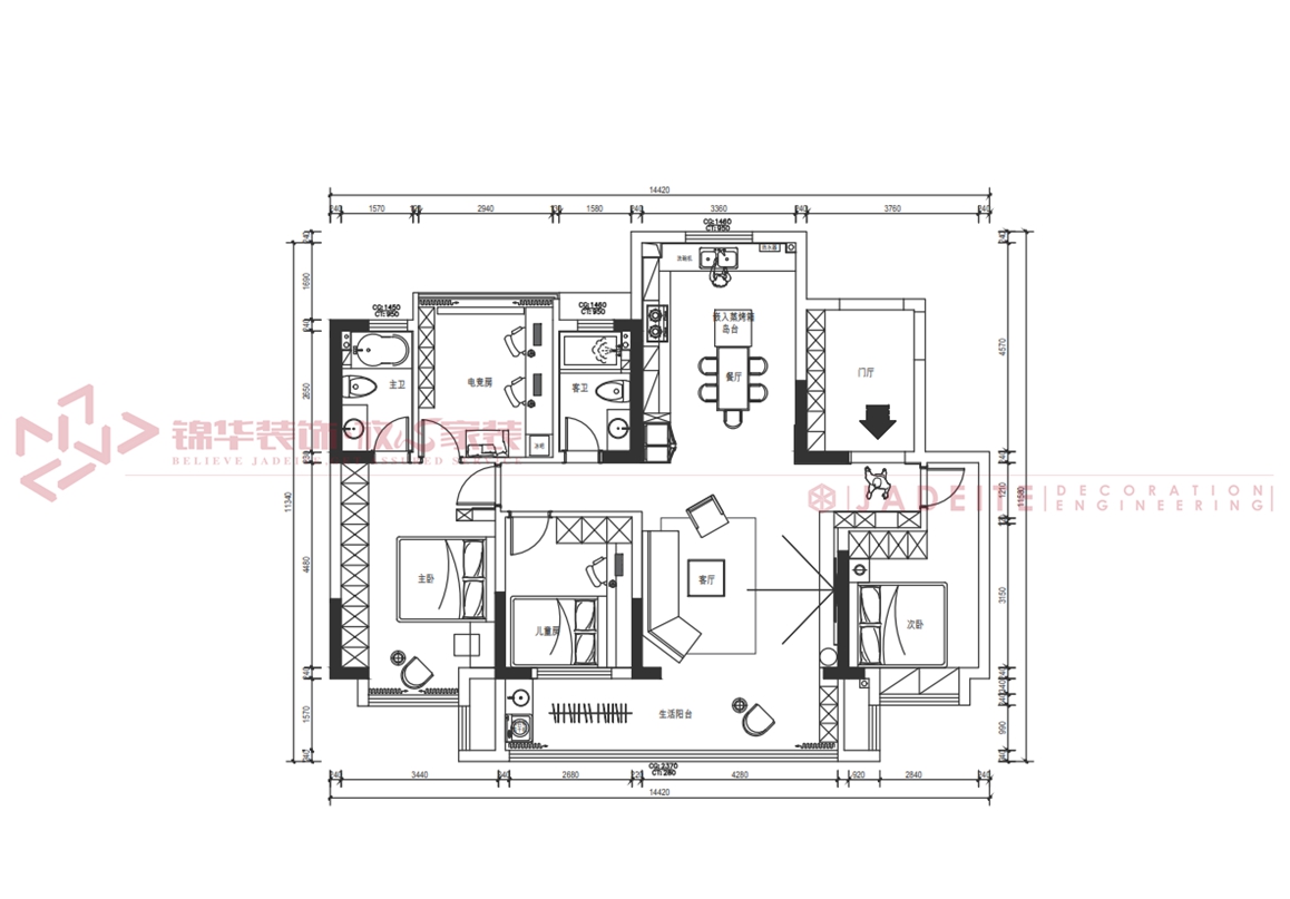 鉑悅天境-170㎡-現代意式風(fēng)格-裝修實(shí)景裝修-三室兩廳-現代簡(jiǎn)約