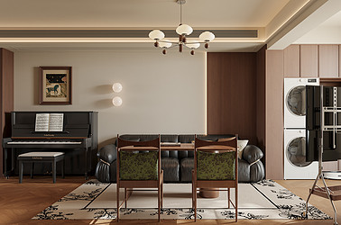 金通玫瑰园122平-中古风-装修实景