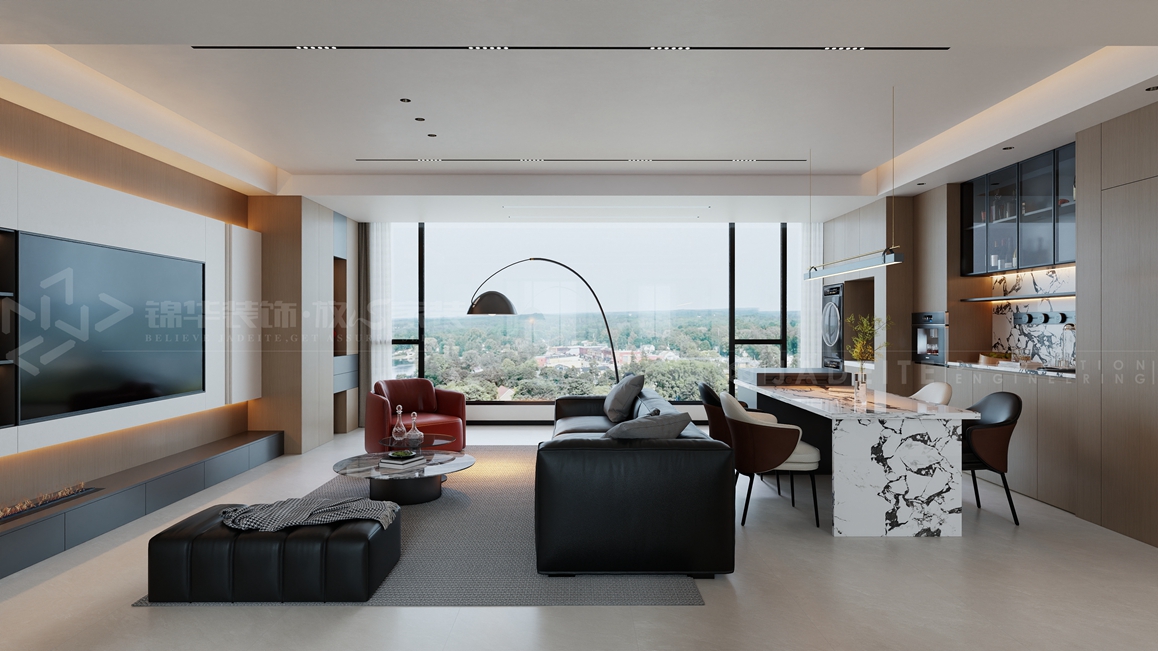 栖凤华庭-140㎡-现代简约-装修实景装修-三室两厅-现代简约