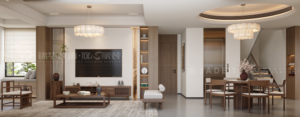 汇鸿景云140㎡-中古风-装修案例装修-三室两厅-中古