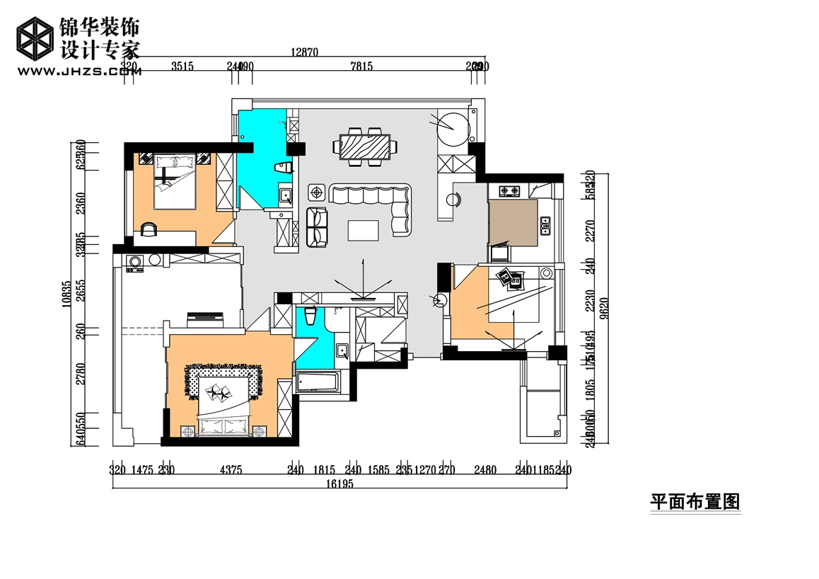 苏州湾景苑177平现代简约风格效果图装修-三室两厅-现代简约