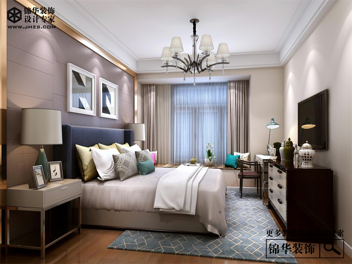 新湖明珠城150平现代风格效果图装修-三室两厅-现代简约