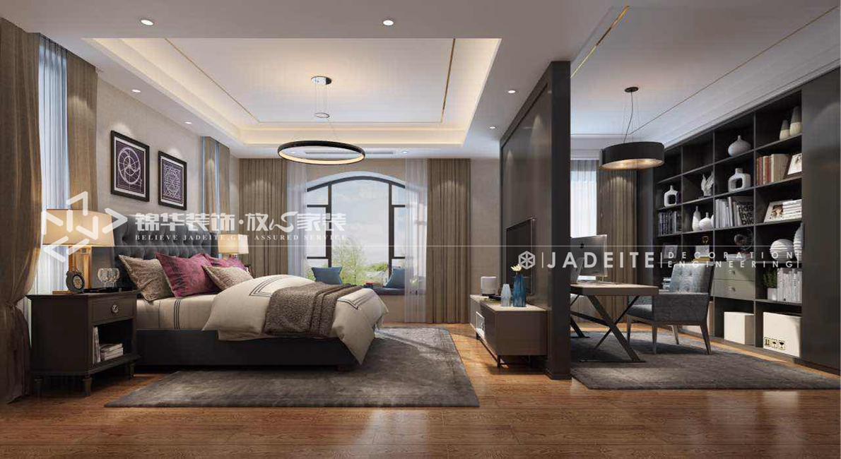 现代风格-中海国际社区-260平-联排别墅-卧室-装修效果图