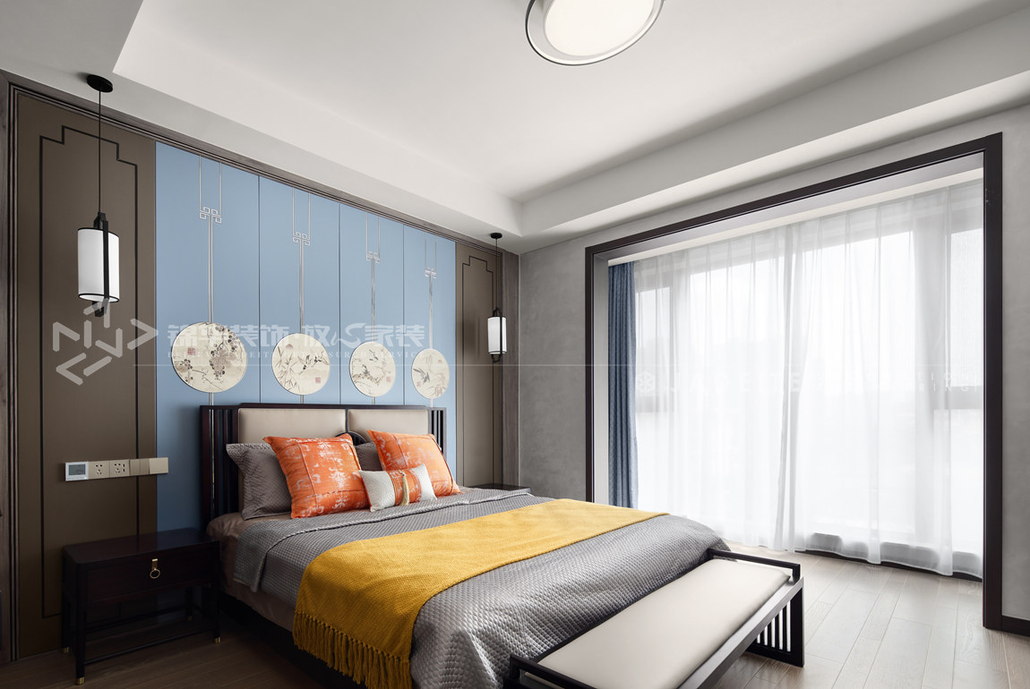 新中式-明珠城香湖苑-210平-四室两厅-卧室-装修效果实景图 