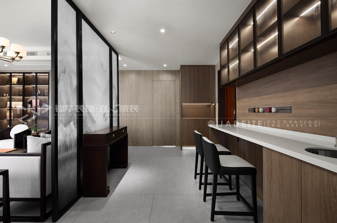 新中式-明珠城香湖苑-210平-四室两厅-餐厅-装修效果实景图 