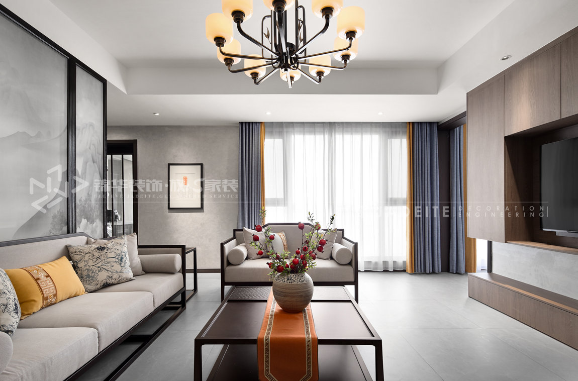 新中式-明珠城香湖苑-210平-装修效果实景图 装修-四室两厅-新中式
