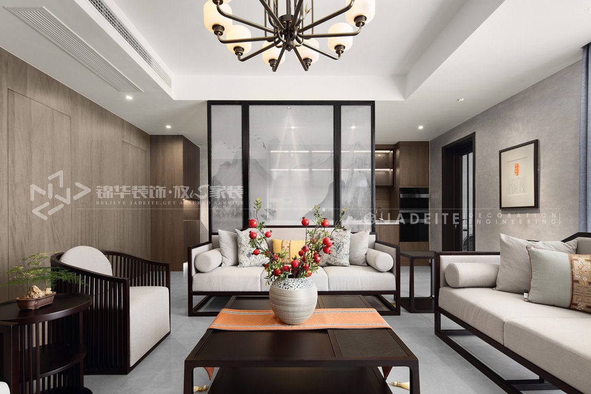 新中式-明珠城香湖苑-210平-装修效果实景图 装修-四室两厅-新中式