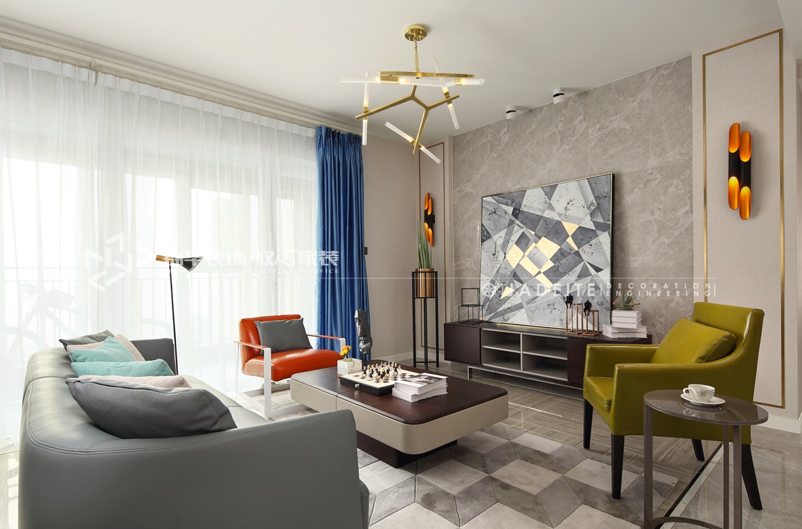 现代简约-金科世界城-三室两厅-122平-装修实景效果图   