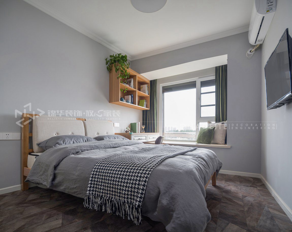 北欧风格-三室两厅-109平-卧室-装修实景效果图