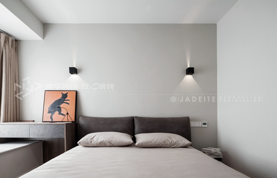 现代风格-三室两厅-98平-卧室-装修实景效果图   