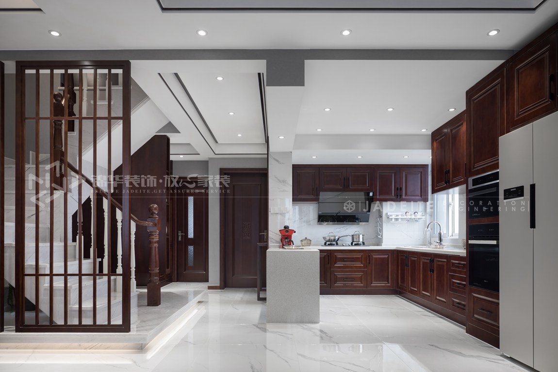 新中式-五室两厅-300平-厨房-装修实景效果图   