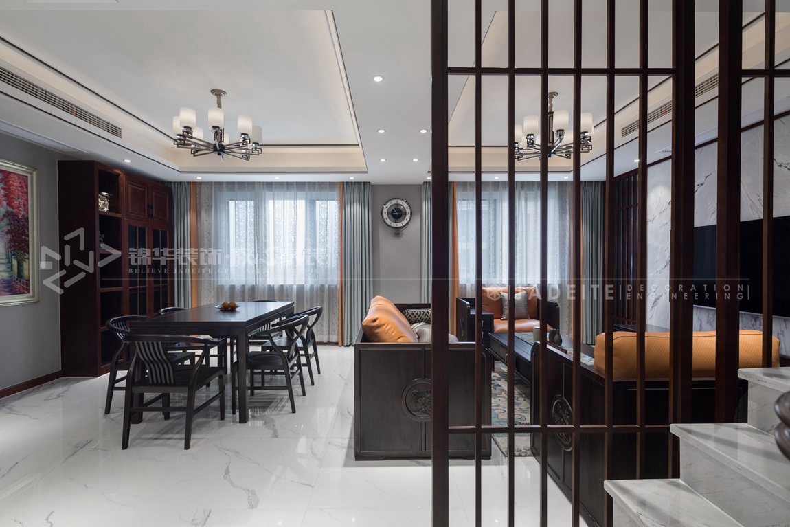 新中式-五室两厅-300平-客厅-装修实景效果图