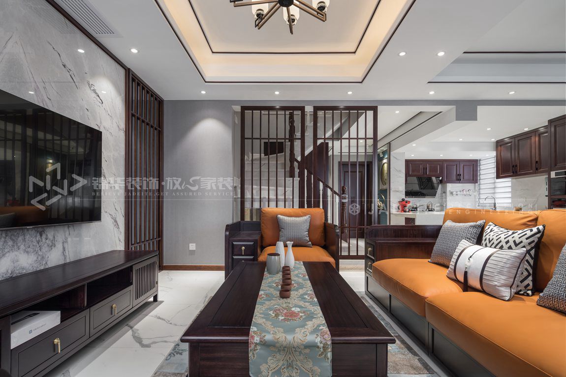 新中式-五室两厅-300平-客厅-装修实景效果图