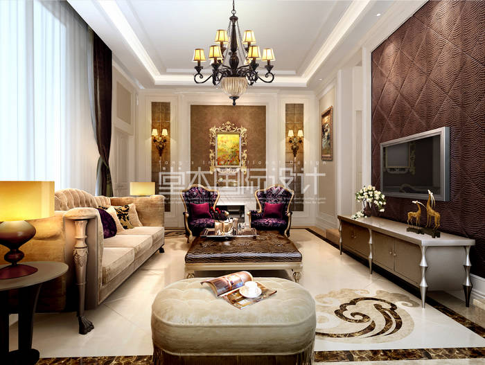 欧式古典风格-大户型-客厅-装修效果图