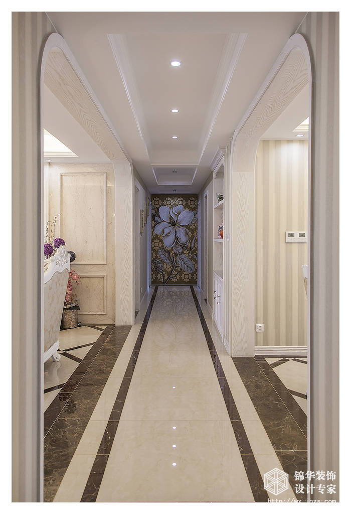 简欧风格-西水东-四室两厅-176平米-过道-装修效果实景图