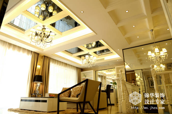 现代简约-长江国际-跃层复式-200平-客厅-装修实景效果图
