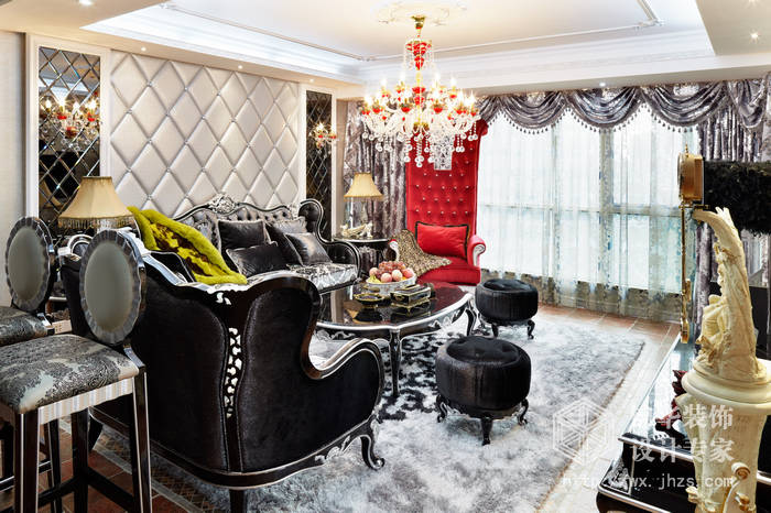 后奢华风格-保利香槟国际-大户型-190平米-客厅-装修实景样板间