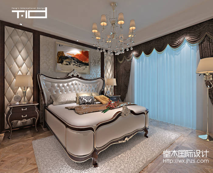 简欧风格-绿地香颂-跃层复式-420平-卧室-装修效果实景图