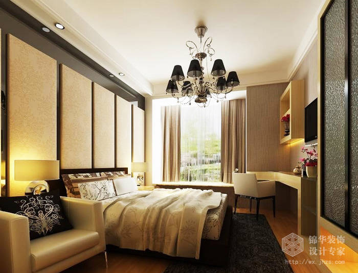 现代简约-保利紫晶山-大户型-195平-卧室-装修实景效果图