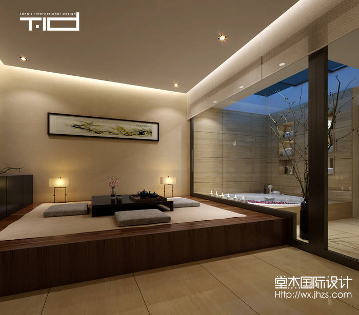 中式风格-清扬康城-别墅-380平-卫生间-装修效果图