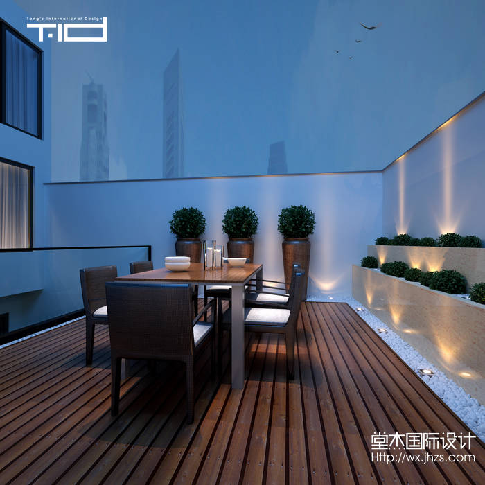 中式风格-清扬康城-别墅-380平-过道-装修效果图