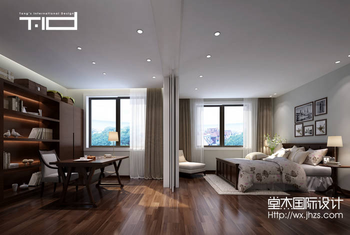 中式风格-清扬康城-别墅-380平-卧室-装修效果图