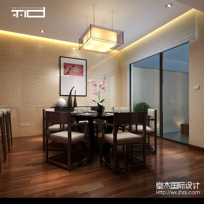 中式风格-清扬康城-别墅-380平-餐厅-装修效果图