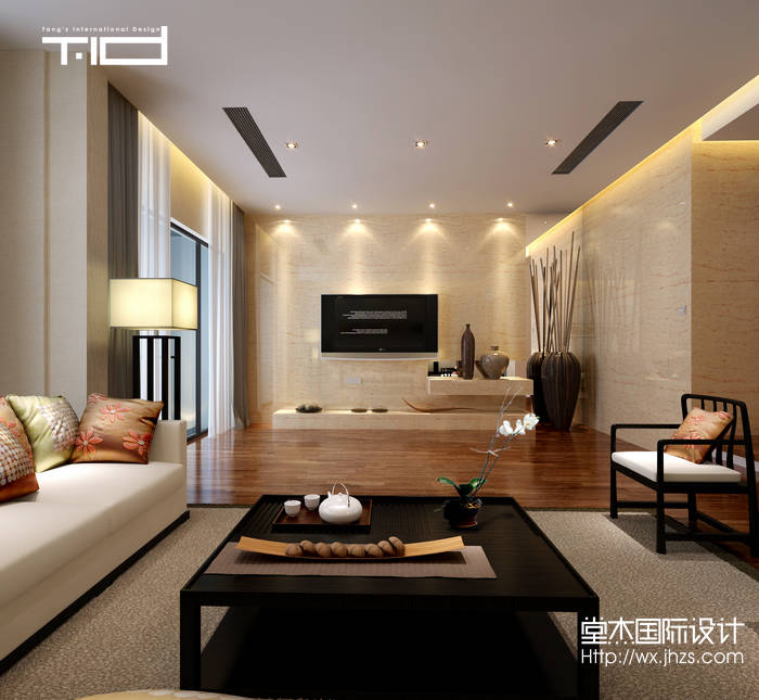 中式风格-清扬康城-别墅-380平-客厅-装修效果图
