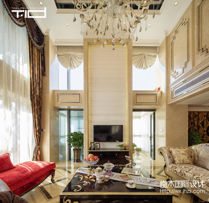 艺术风格-西水东-大户型-330平-客厅-装修效果实景图